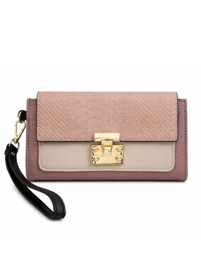 Call It Spring Pink Wristlet Clutch with Gold Lock – OS EUC